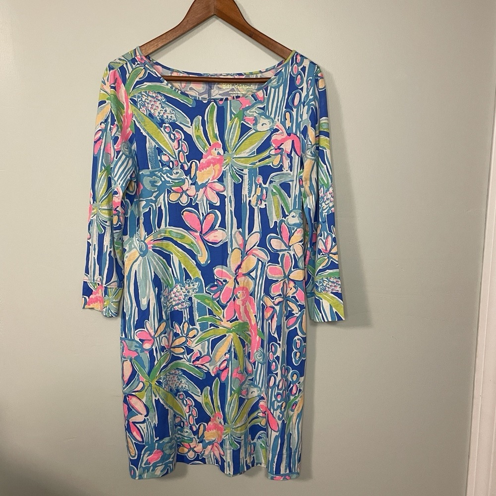 Lilly Pulitzer Dress Sz M Womens Marlowe Pop Up Jungle Hoppin Bright Tropical - Picture 2 of 7